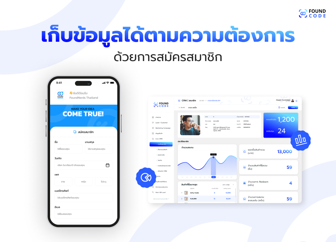 หน้าสมัครสมาชิกที่ปรับฟิลด์ได้ตามธุรกิจ