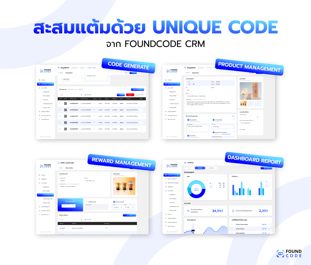 หน้าจอสร้าง Unique Code ใน FoundcodeCRM